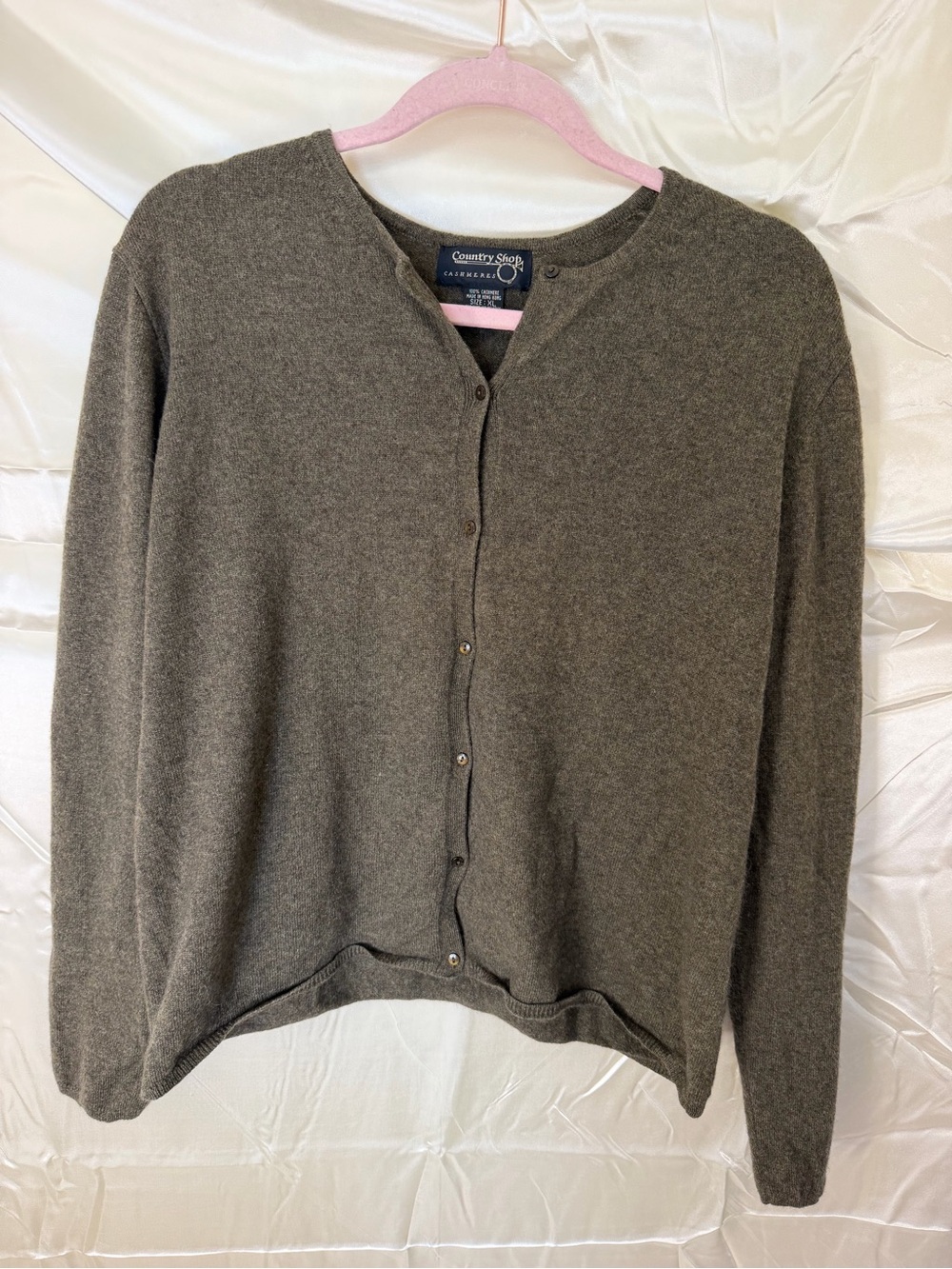 Country Shop Cashmeres Womens XL 100% Cashmere Cardigan Brown Button Front